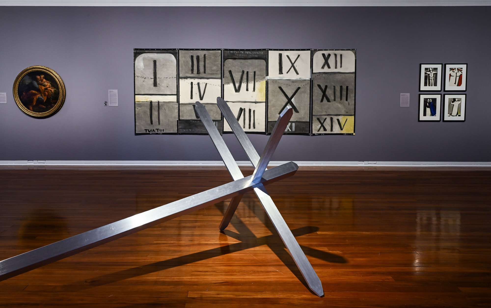 "Prayers & Declarations" (2025). Installation view, Dunedin Public Art Gallery.