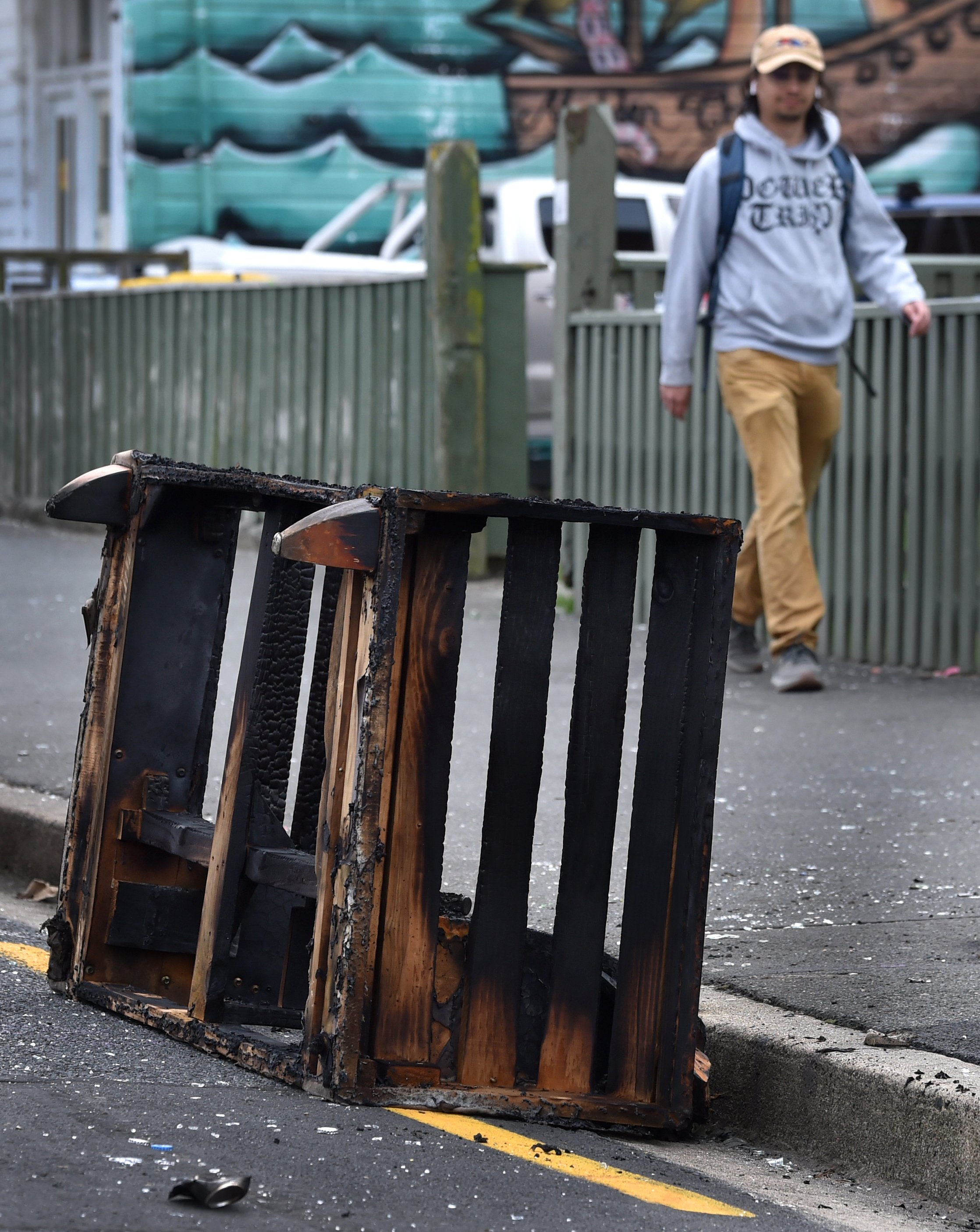 The remains of the couch in Castle St today. PHOTO: PETER MCINTOSH