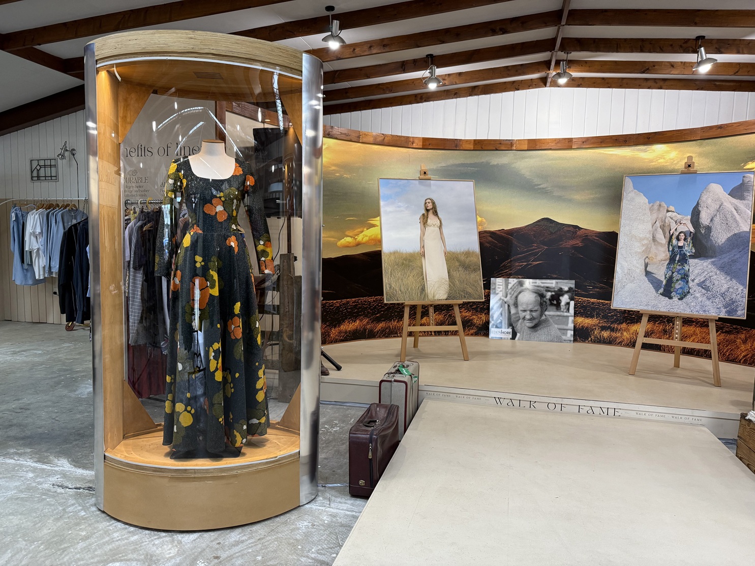 A garment from the Eden Hore collection is displayed in the Lohi store.