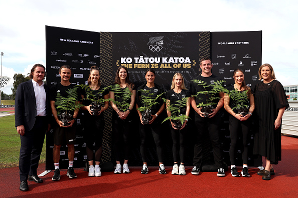 Athletics NZ chief executive Cam Mitchell (left) with Olympians Sam Tanner, Olivia McTaggert,...