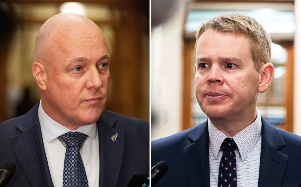 National Party leader Christopher Luxon (L) and Labour leader Chris Hipkins. Photo: RNZ
