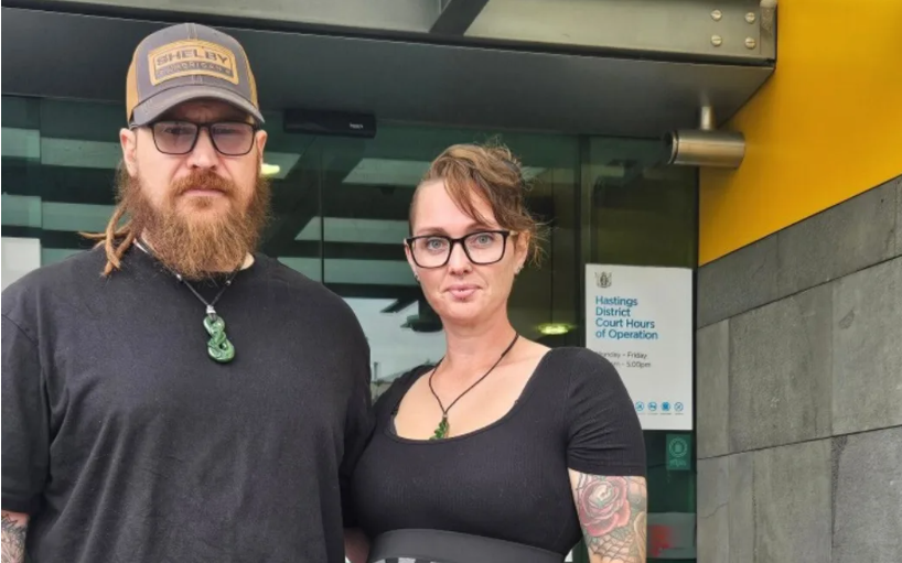 Jack and Ella Collins outside the Hastings District Court this week. Photo: Supplied