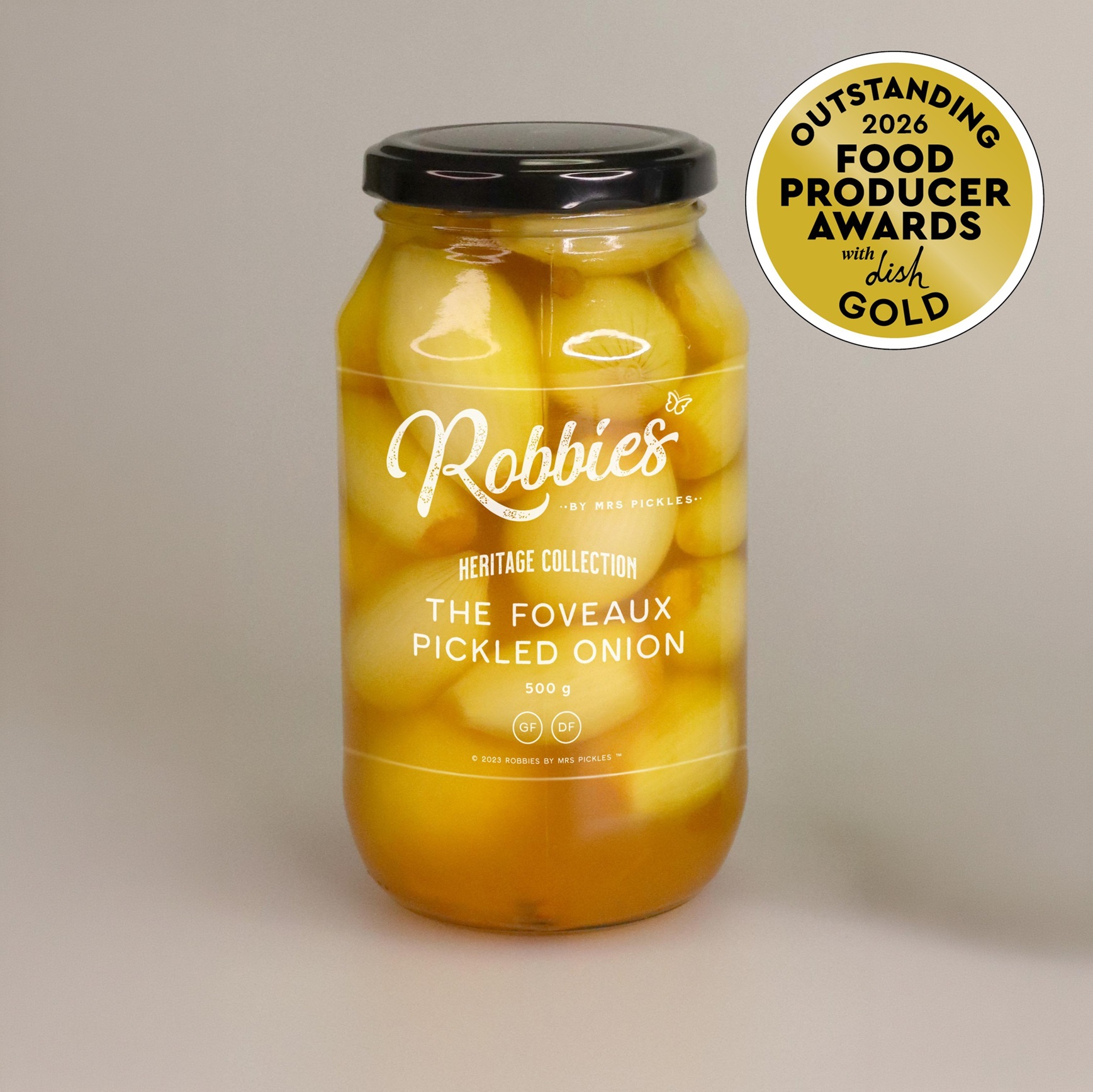 Robbies by Mrs Pickles' Foveaux Pickled Onions won gold at the Outstanding Food Producer Awards...