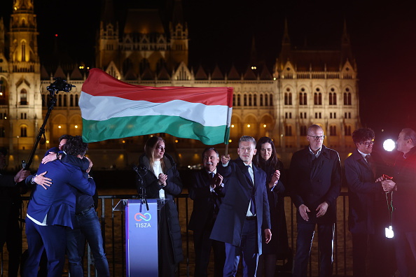 Peter Magyar during the election evening after he won parliamentary election in Budapest. Photo:...