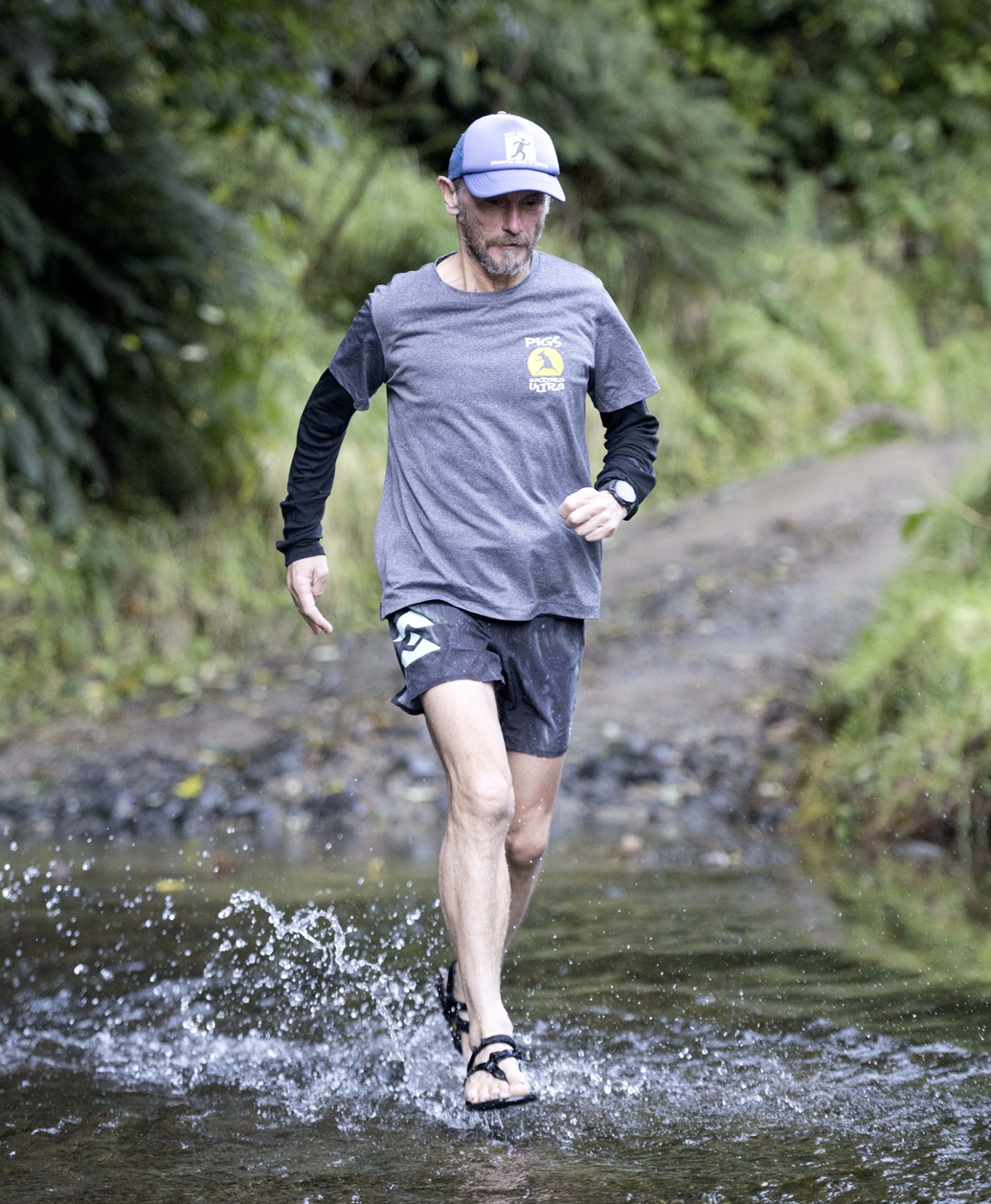 Event organiser Steve Tripp on a training run at the start of the Silver Stream race tracks....