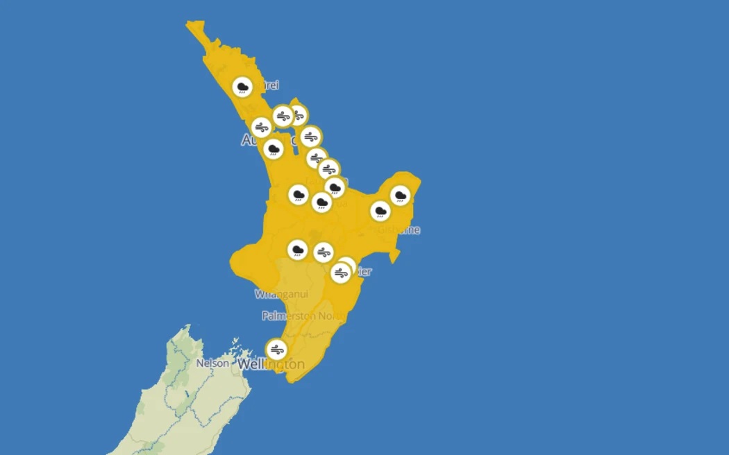 MetService has put the entire North Island under a wind warning on Sunday, with some places also...