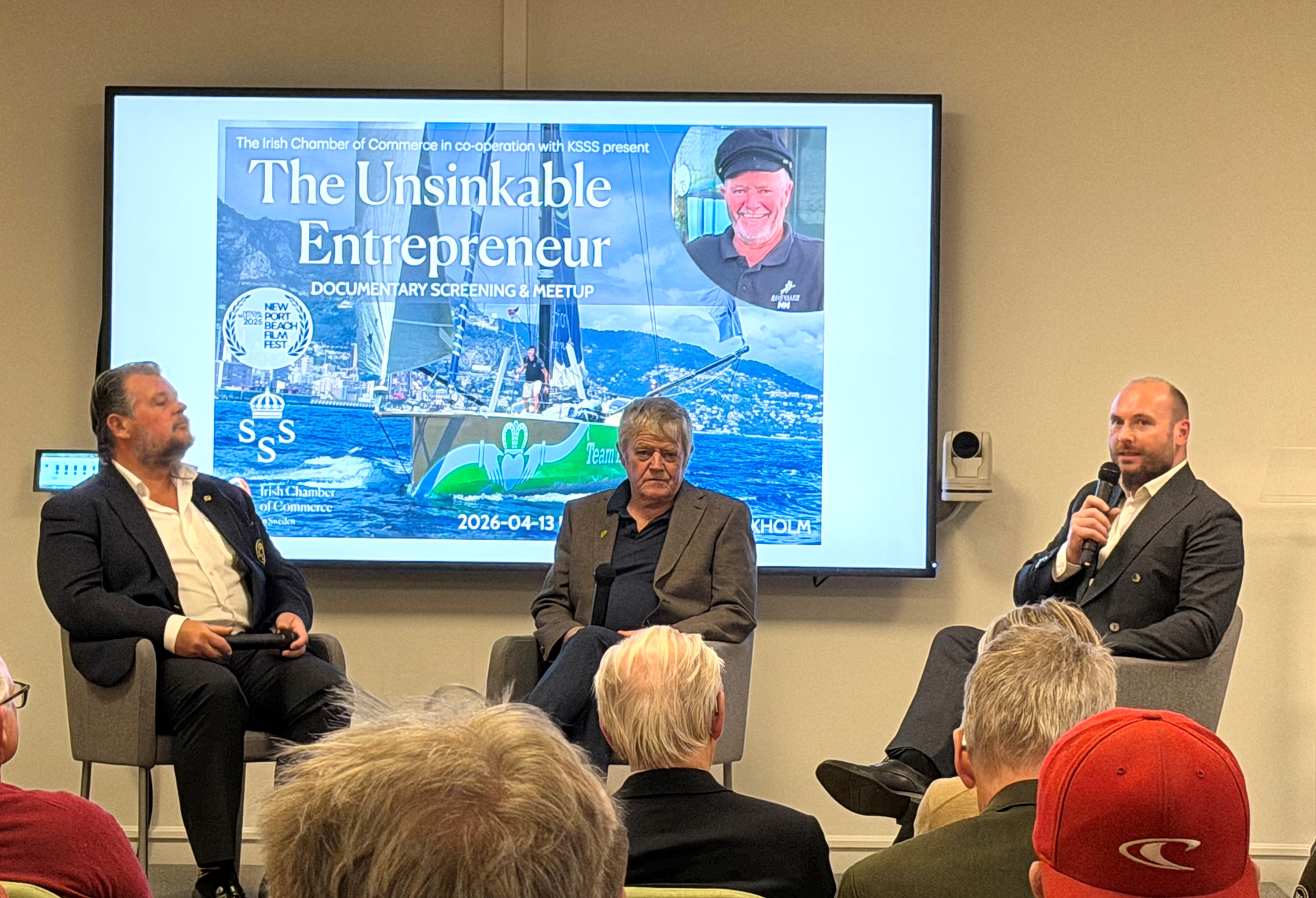 Enda O'Coineen centre discussing his new documentary in Stockholm