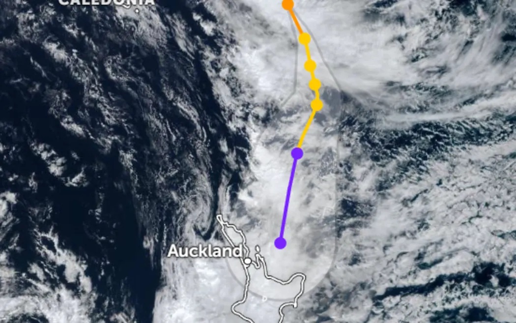 The predicted path of Cyclone Vaianu. The cone of uncertainty as it heads south is still quite...