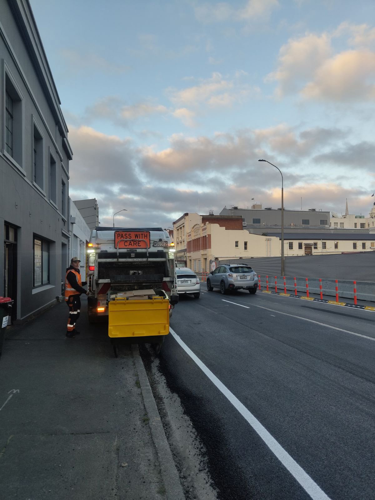 A rubbish truck is parked on the footpath on Castle St last Friday. PHOTO: SUPPLIED