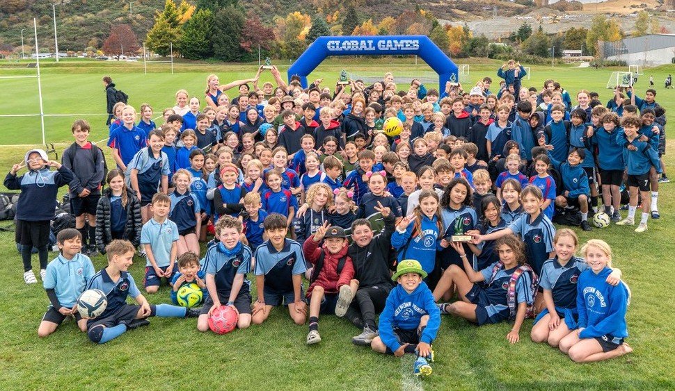Queenstown primary school pupils at last week's free football event in Frankton. Photo: supplied
