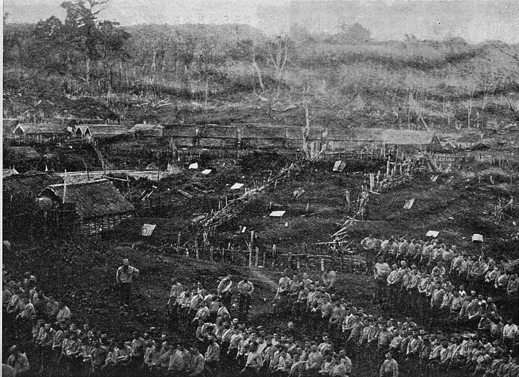 An armed constabulary field force at Parihaka during the New Zealand Wars, date possibly November...