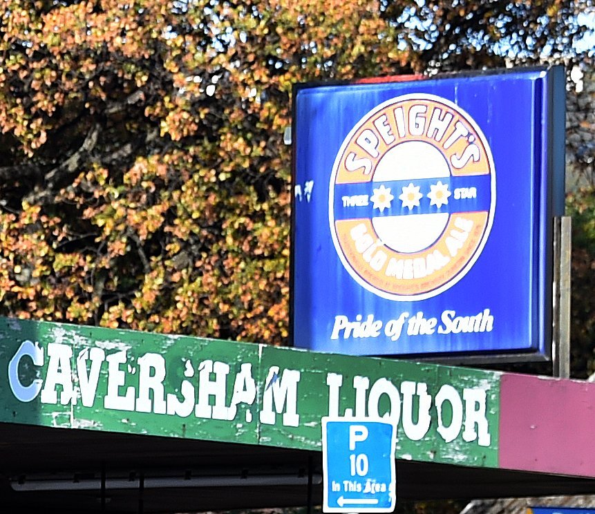 This sign affixed to the roof of South Dunedin bottle store Caversham Liquor was a point of...