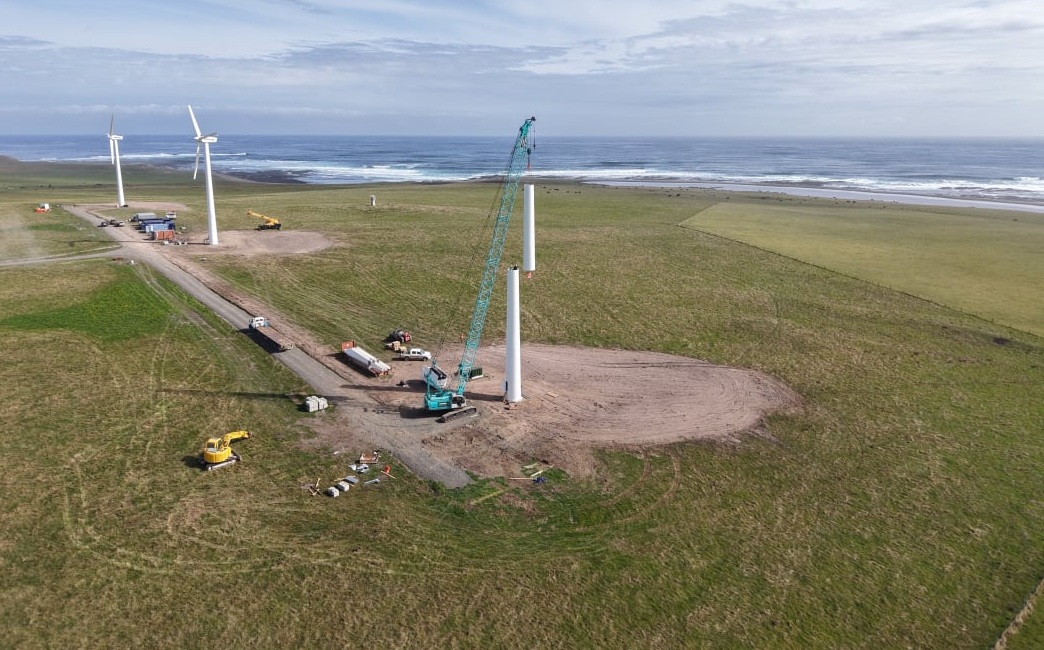 Construction of the Chatham Islands' Port Durham wind farm. Photo: Supplied