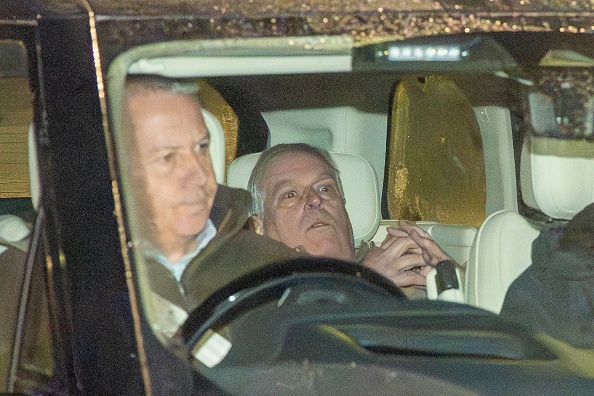 Andrew Mountbatten-Windsor seen being driven away from a police station following his arrest in...