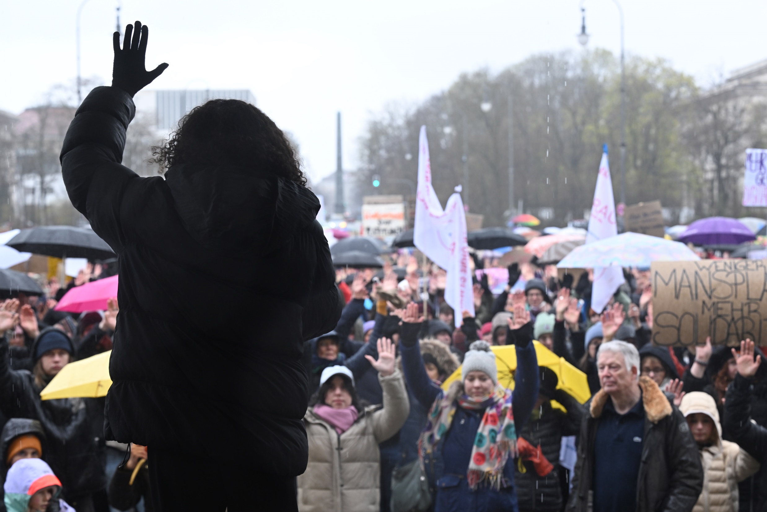 People protest against sexual violence and in support of actor Collien Fernandes in Berlin in...