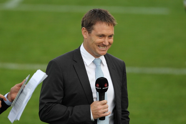 Andrew Mehrtens working at a Super Rugby match between the Crusaders and the Chiefs in 2015....