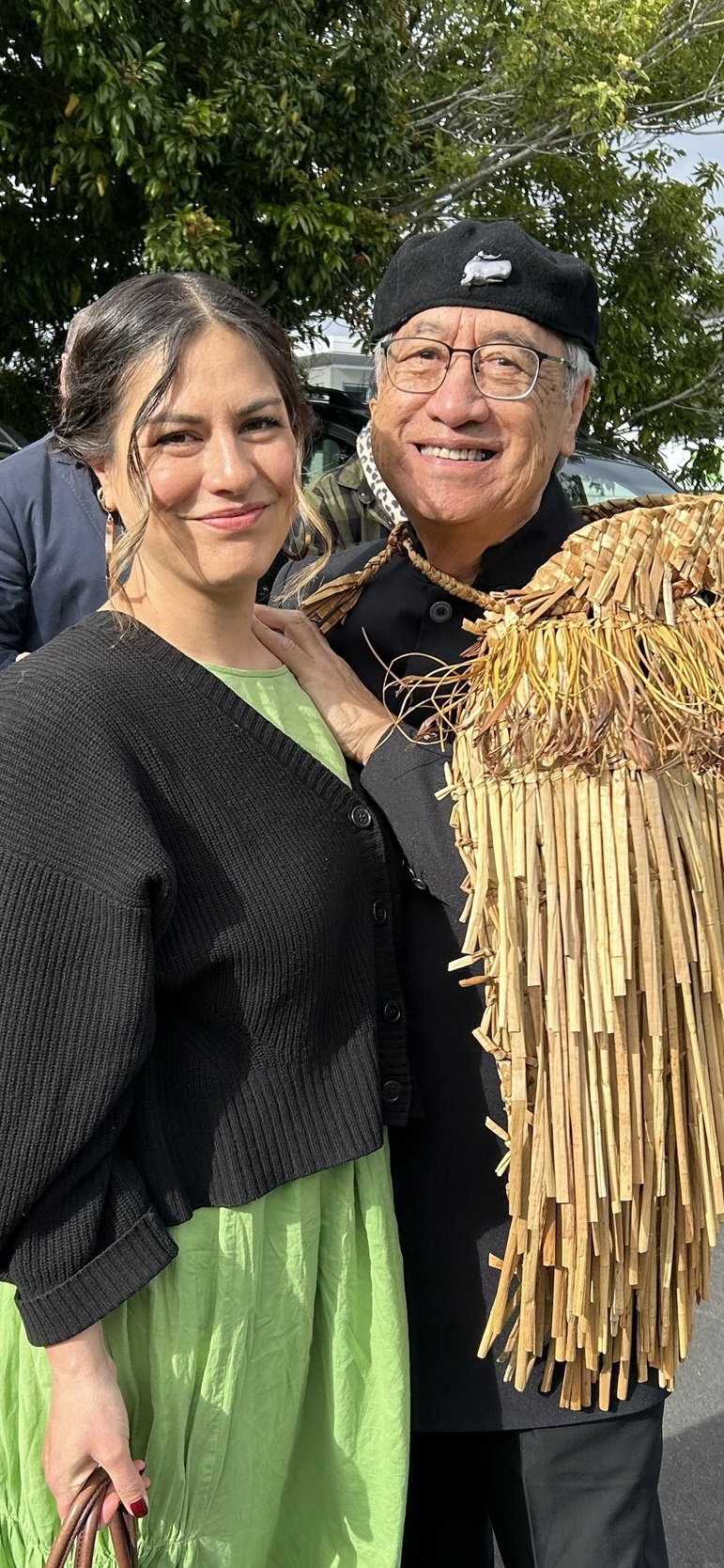 Witi Ihimaera and daughter Olivia on graduation day at Takiura, 2024. Photo: supplied