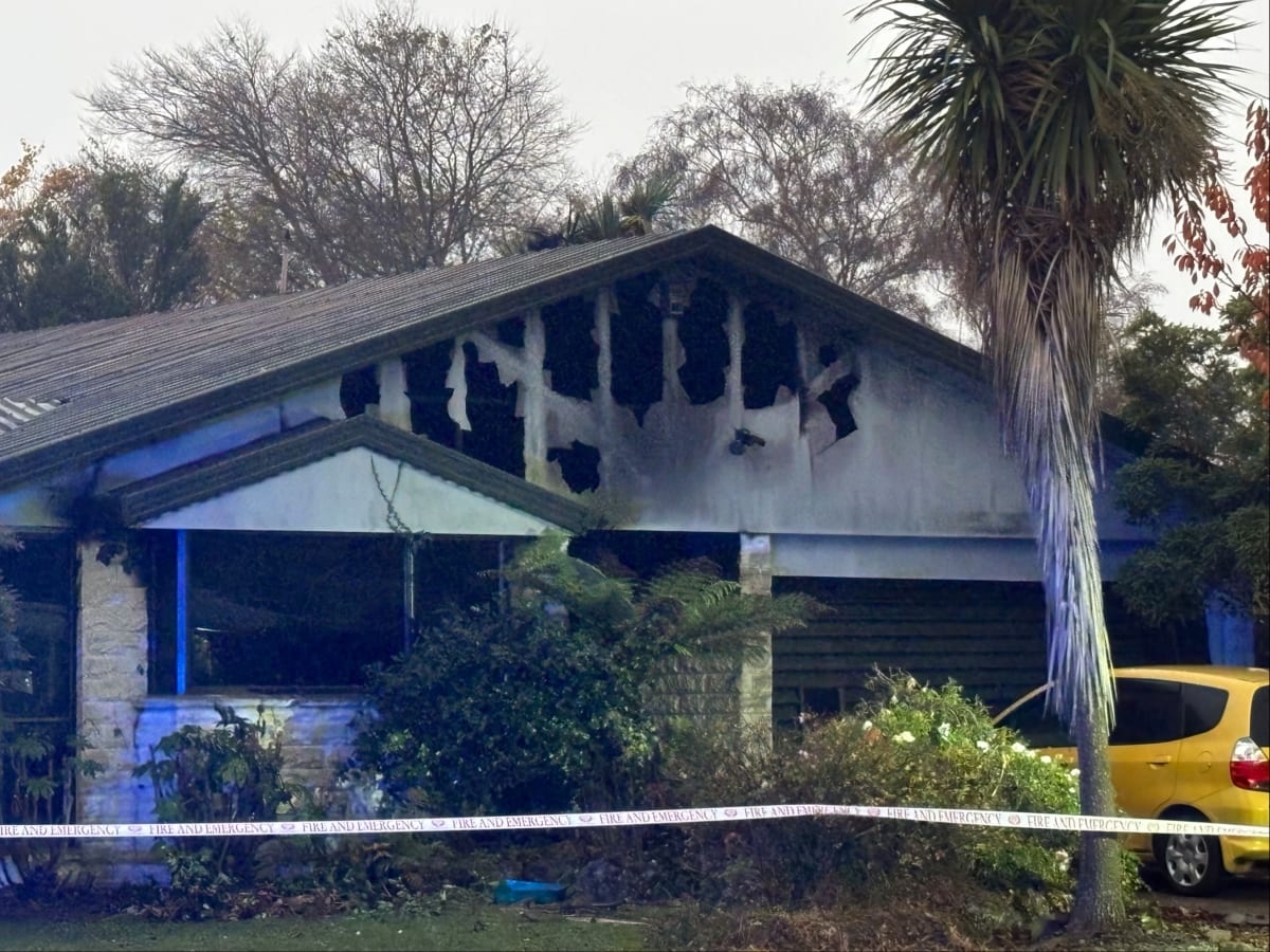 The badly damaged house this morning. Photo: RNZ 