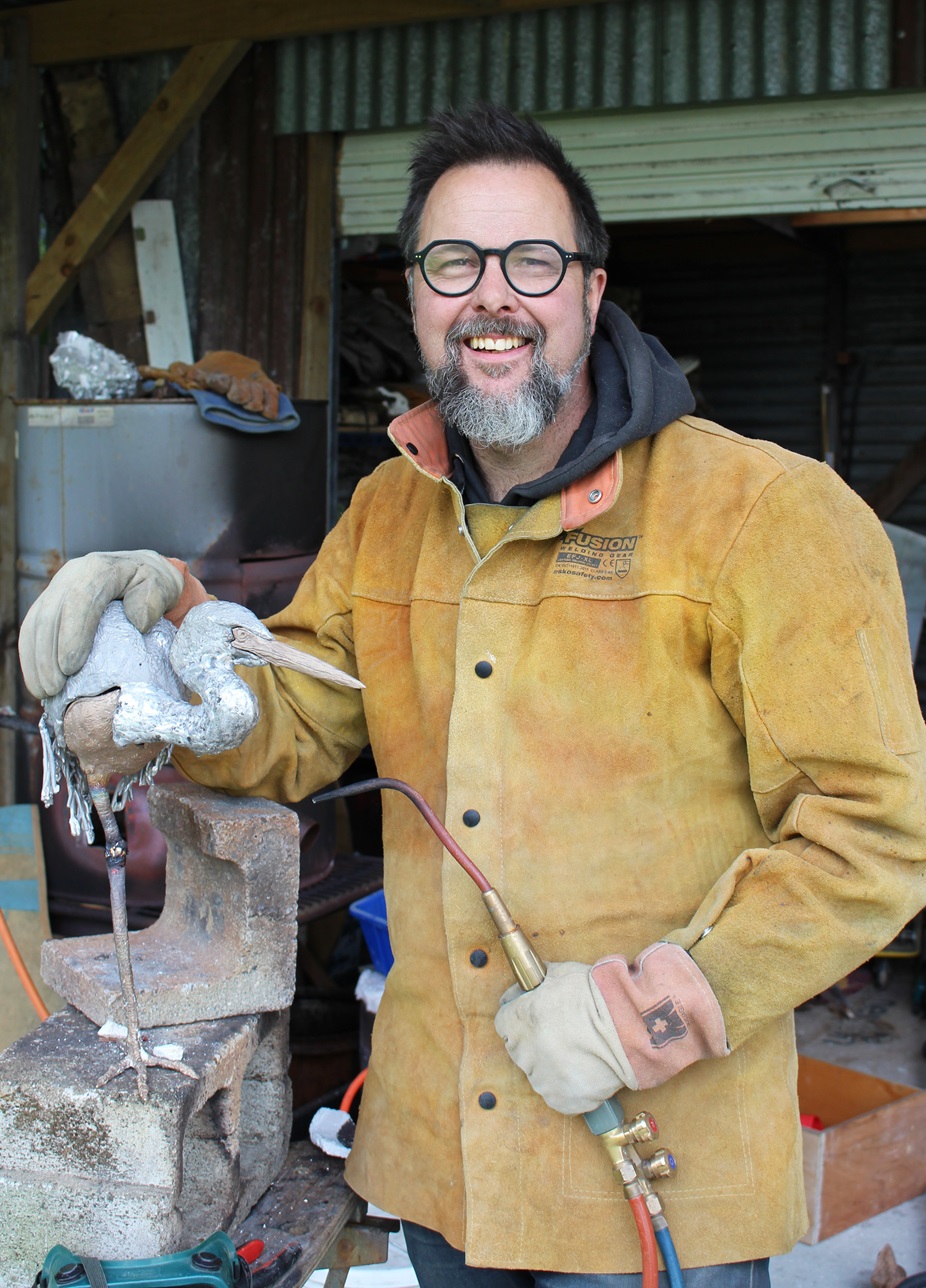Matt Gauldie works on a kotuku, which presented some casting ‘‘challenges’’. PHOTOS: SUPPLIED