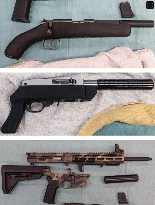 The collection of firearms used in a drive-by shooting of a Nelson house in September 2024....