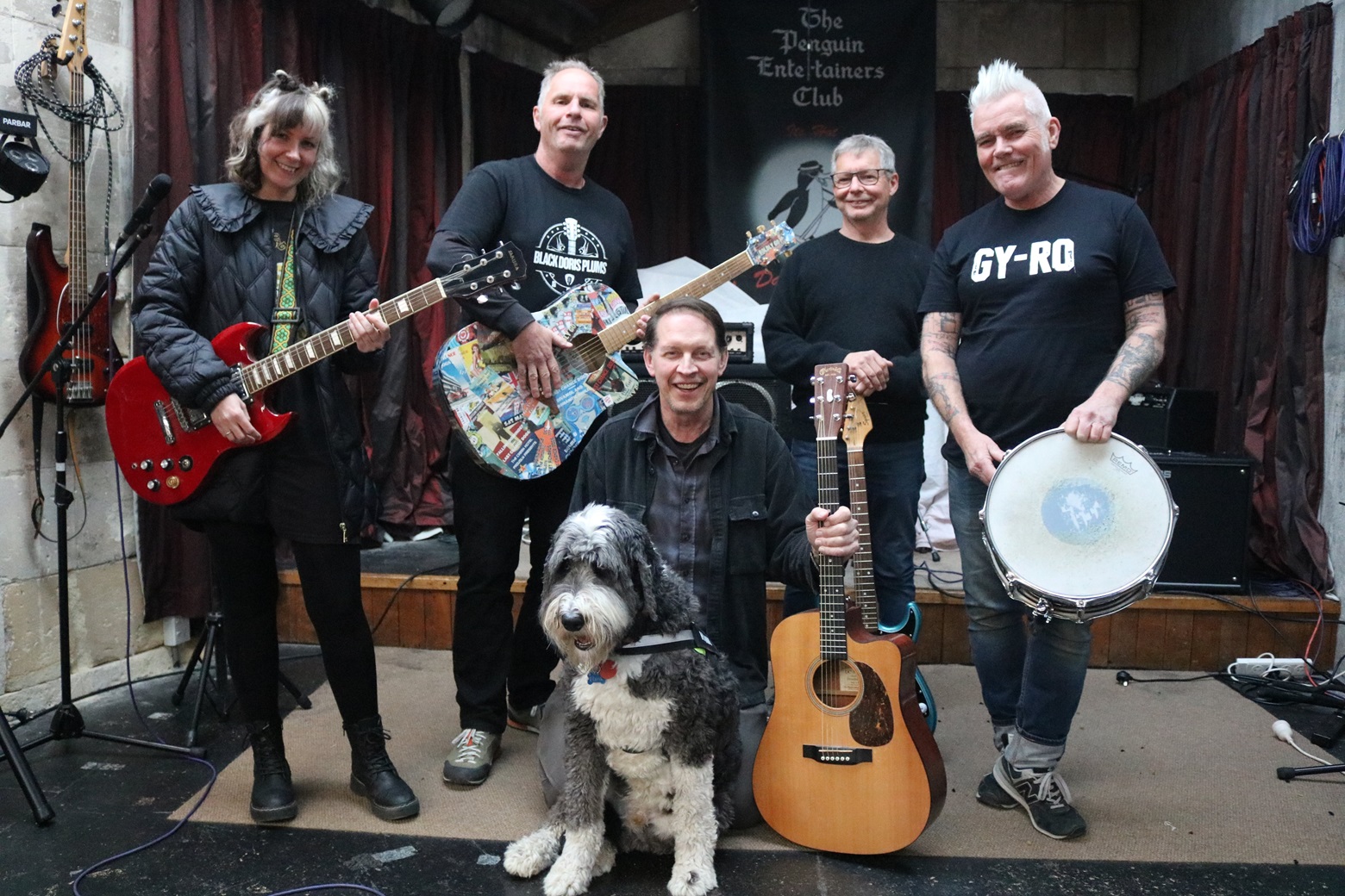 Getting ready to share their original music at The Penguin Club are (back from left) Jess Luxton,...