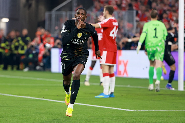Ousmane Dembele celebrates scoring for PSG during their win over Bayern Munich in this morning's...