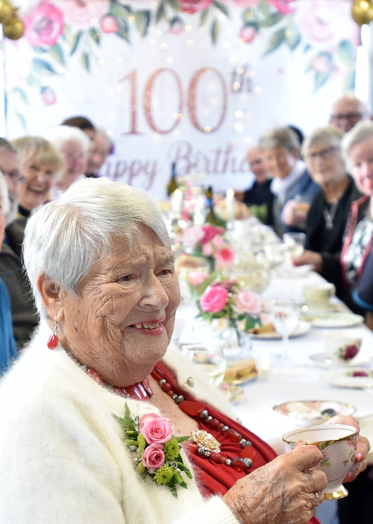 Ruby Patton celebrates her upcoming 100th birthday with friends at the Leslie Groves Day Care...