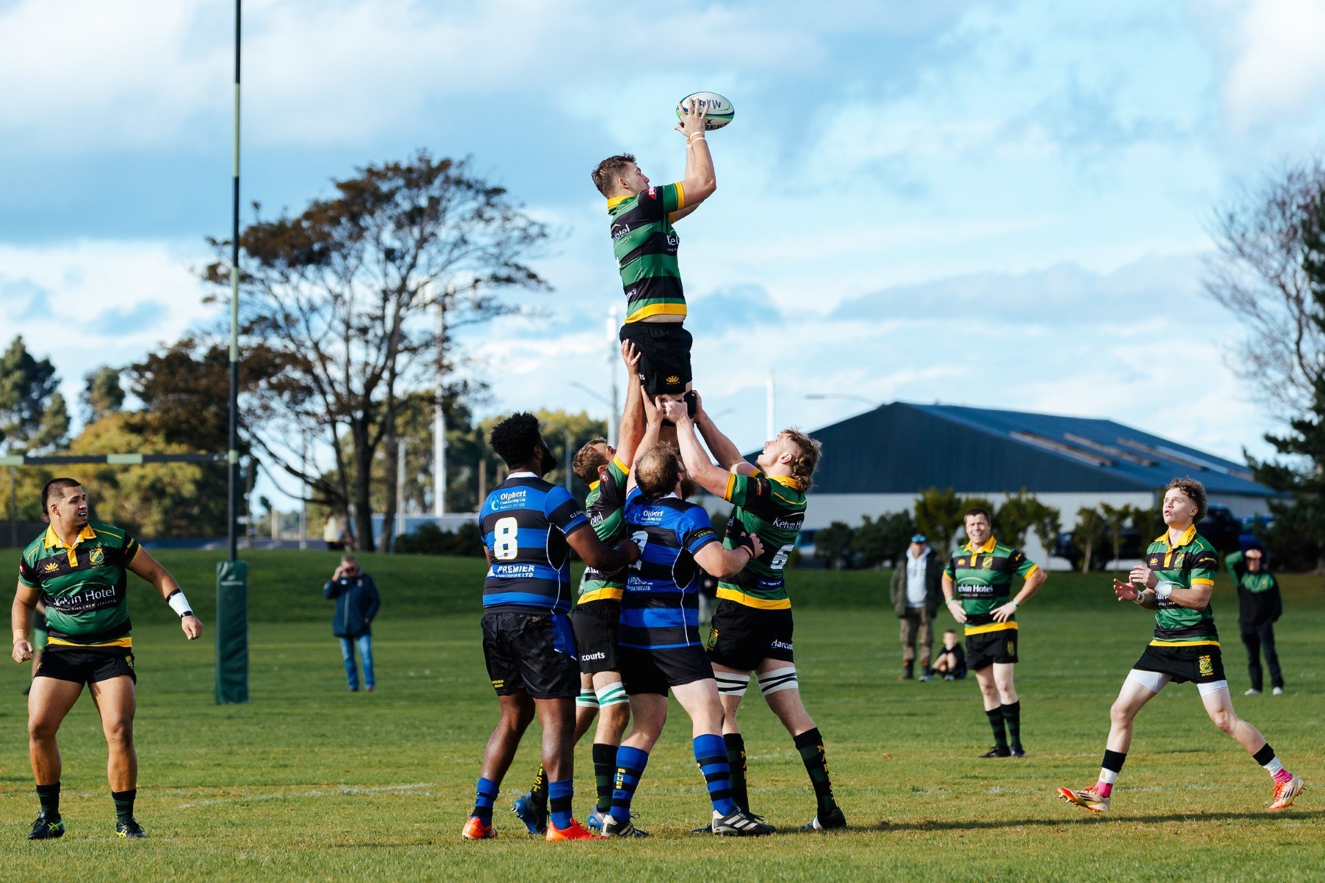 Marist lock Harrison Milne claims lineout ball during the Southland premier club rugby game...