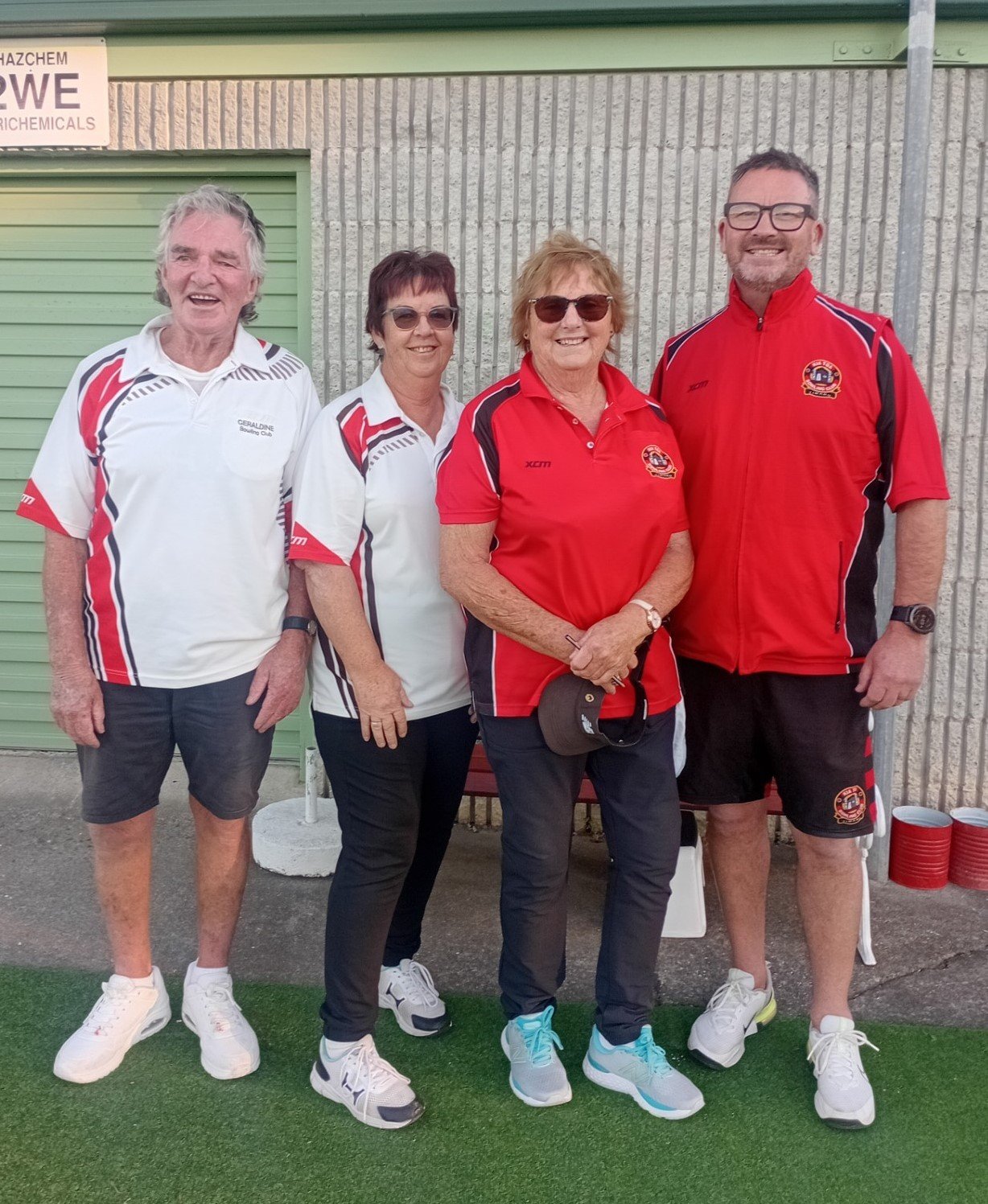 Contesting the South Canterbury Open Mixed Pairs final were the pairs of Roger Glendinning and...