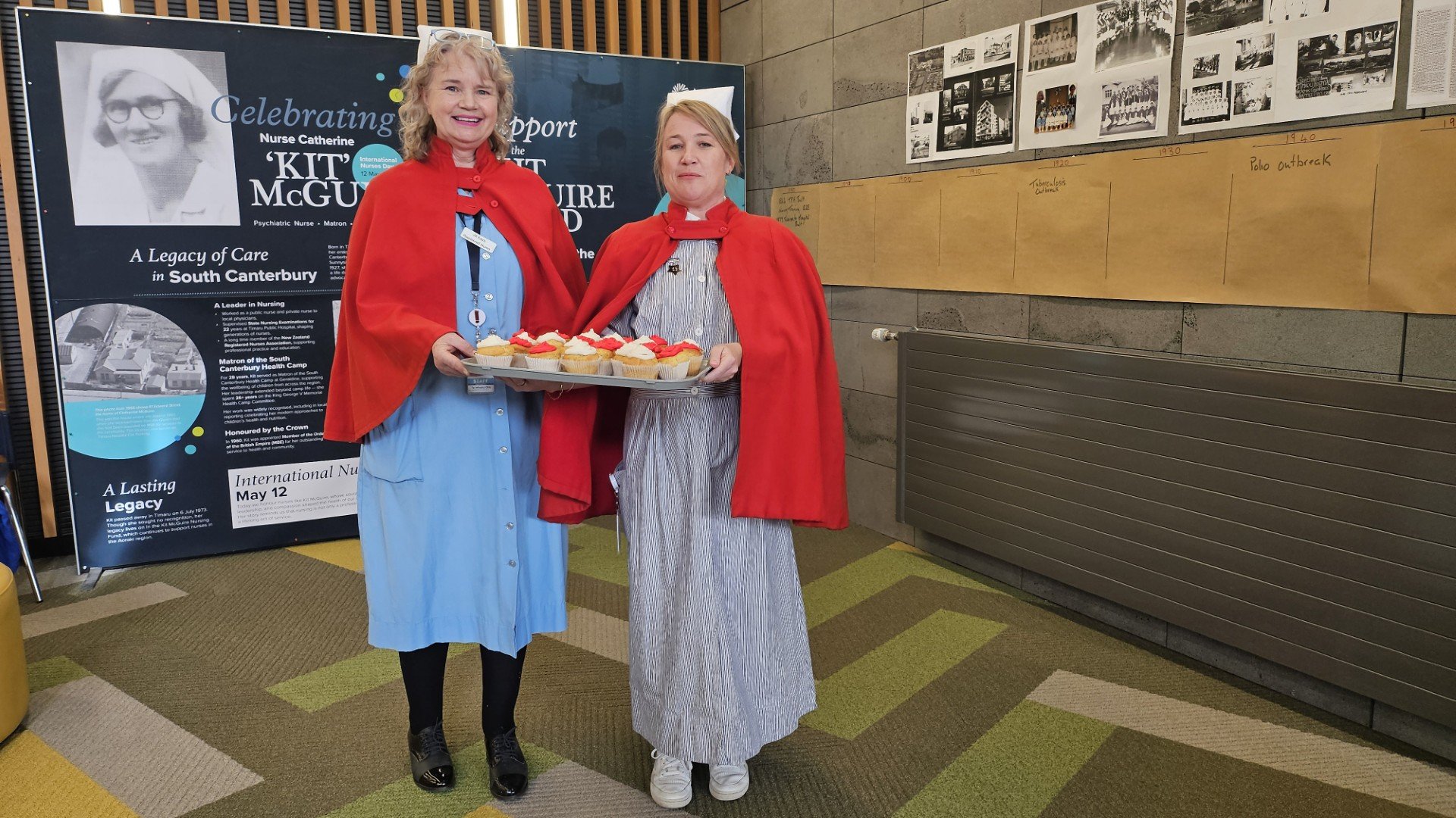 Showing off the Kit McGuire display at Timaru Hospital during last week’s International Nurses...