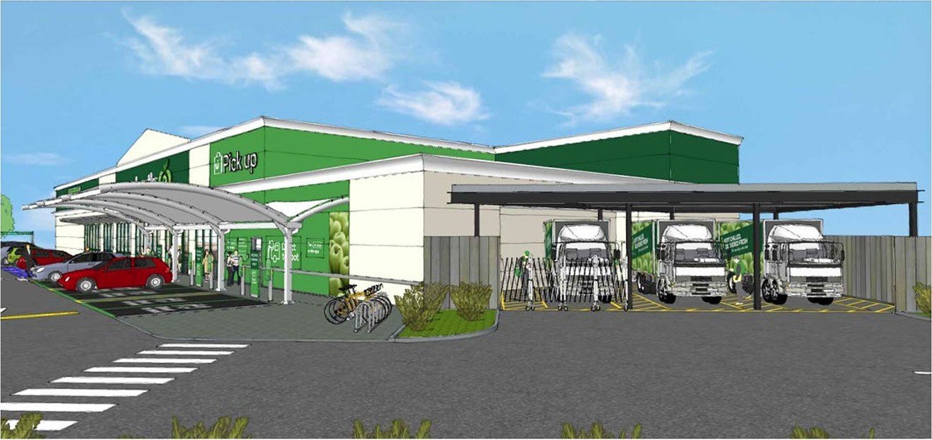 An artist's impression of a proposed expansion at Woolworths Dunedin Central, between Cumberland...