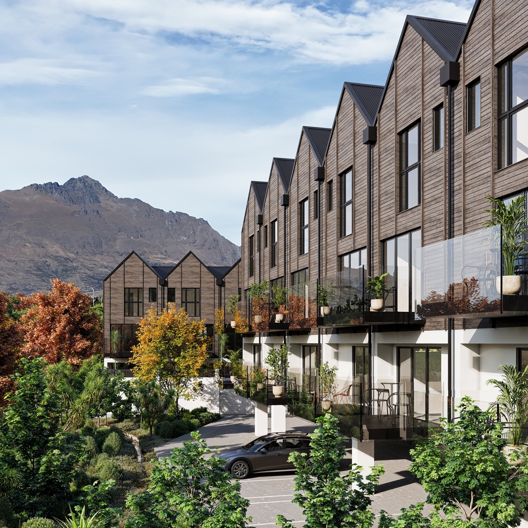 An artist’s impression of part of the 25 Robins Road complex with Cecil Peak in the background....