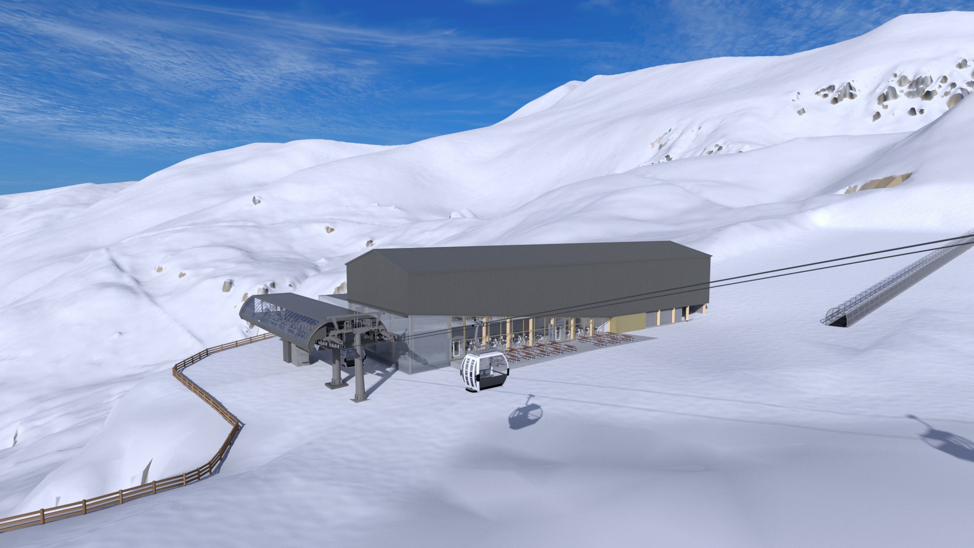 An artist’s impression of the gondola bottom station in the Doolans Basin area of The Remarkables...