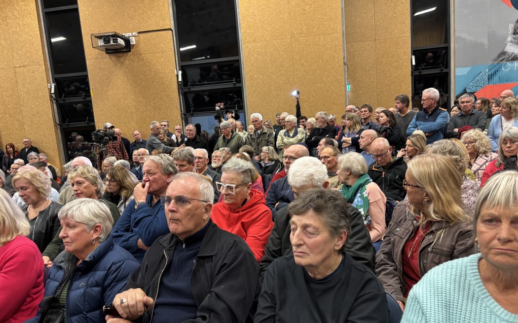 A packed public meeting at the Pegasus Bay School opposing the purchase of Pegasus' 18 hole...