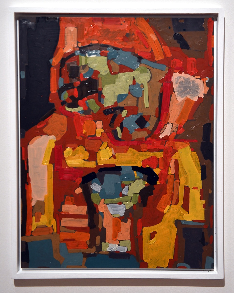 Interiors and portraits (076), by Simon Ingram (2026). Oil on masonite.