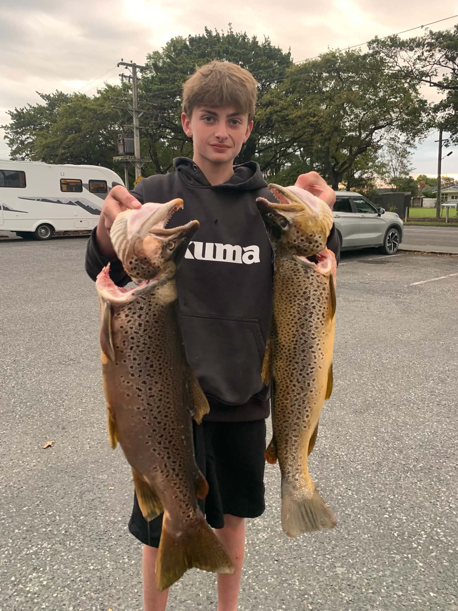 A 9lb and 4lb brown trout earned Beaux Muntz and the Mataura Anglers club the Gore World Fishing...