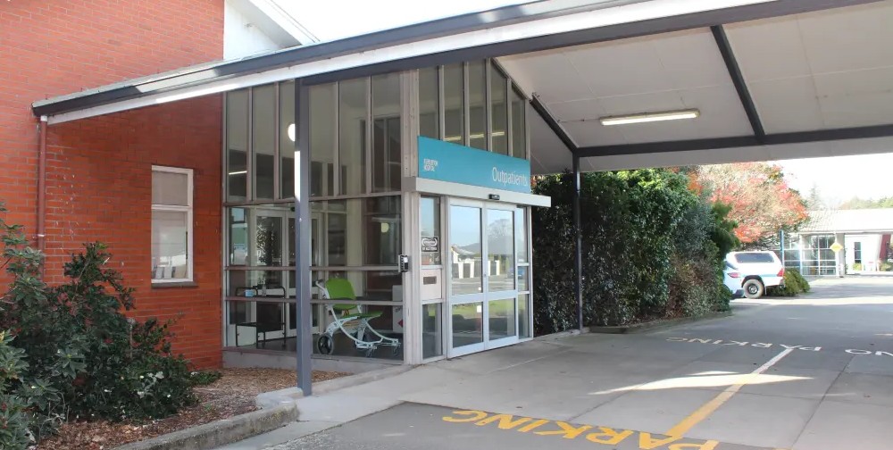 The new temporary entrance for the Ashburton Community Maternity Unit. Photo: Health New Zealand...