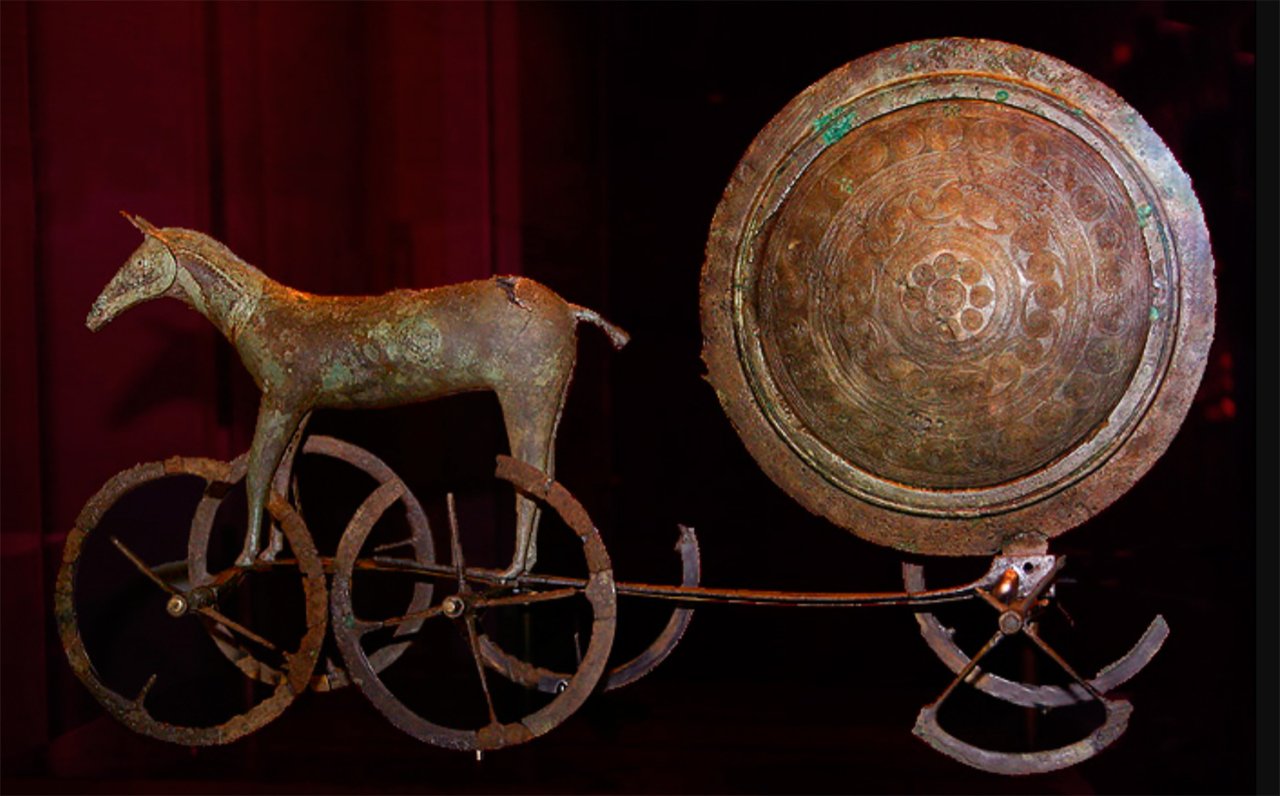 The Trundholm sun chariot from Bronze Age Denmark, a legacy of the Yamnaya migrations. Photo:...