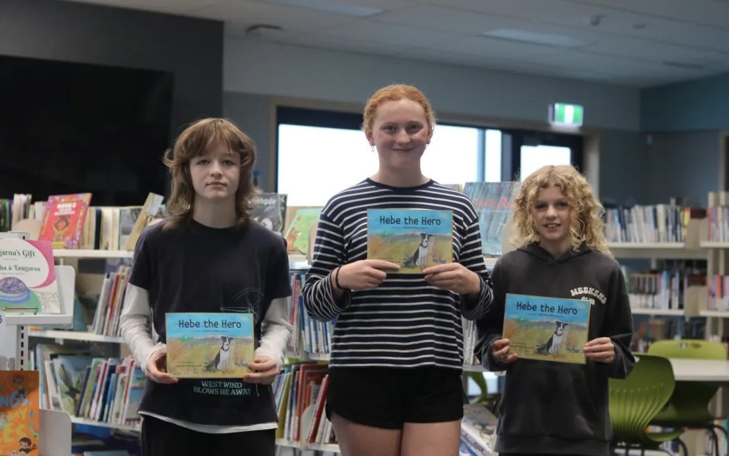 The authors of Hebe the Hero (from left) Dani Lloyd, Bailey Bacchus and Audra Davis. Photo: RNZ