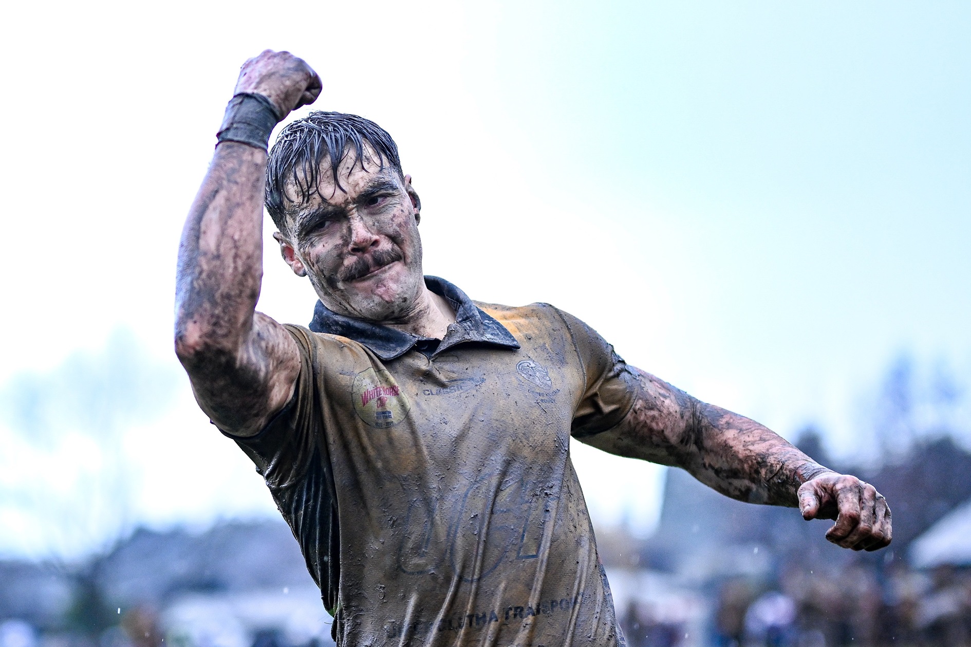 Muddy Upper Clutha Rams player Joshua Cook celebrated a strong 37-7 win over the Cromwell Goats,...