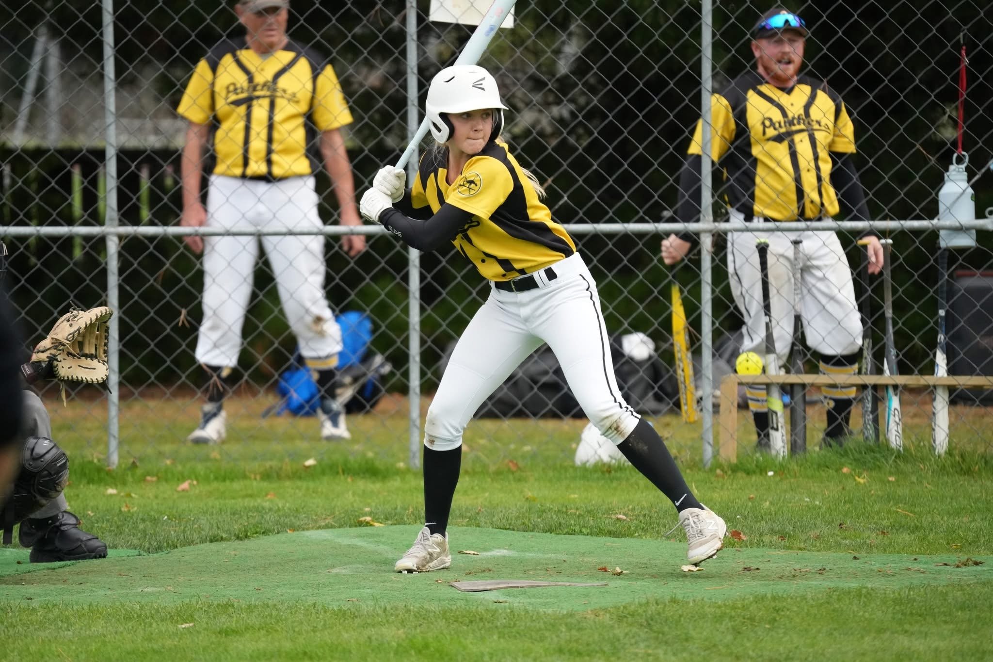 White sox training squad member Alison Tweedie of the Panthers Softball Club in Invercargill bats...