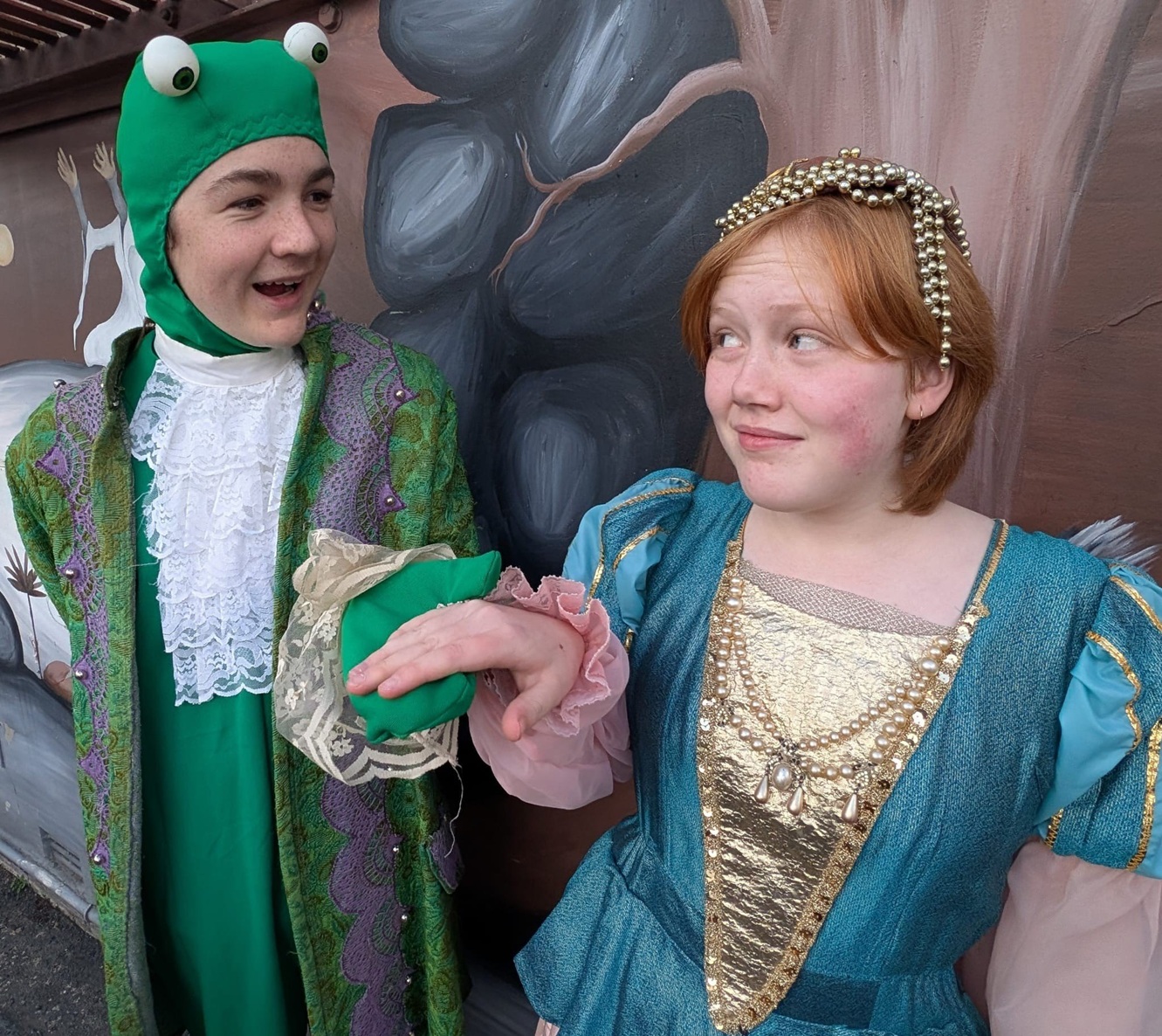 Princess Briar Rose, played by Jorjia Robertson (right), is unimpressed with her suitor The Frog...