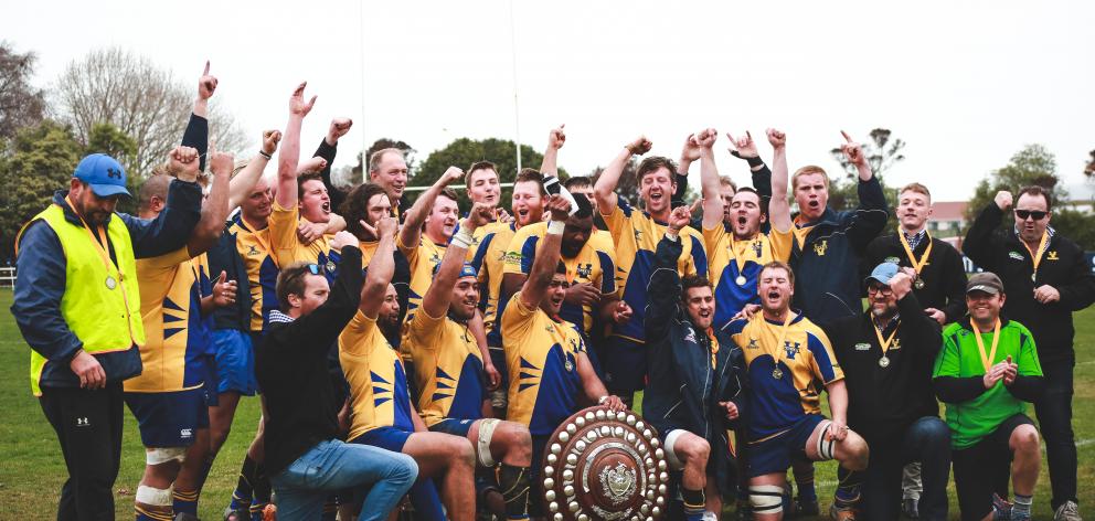 The Valley team celebrates after winning the Citizens Shield final on Saturday. PHOTOS: REBECCA...