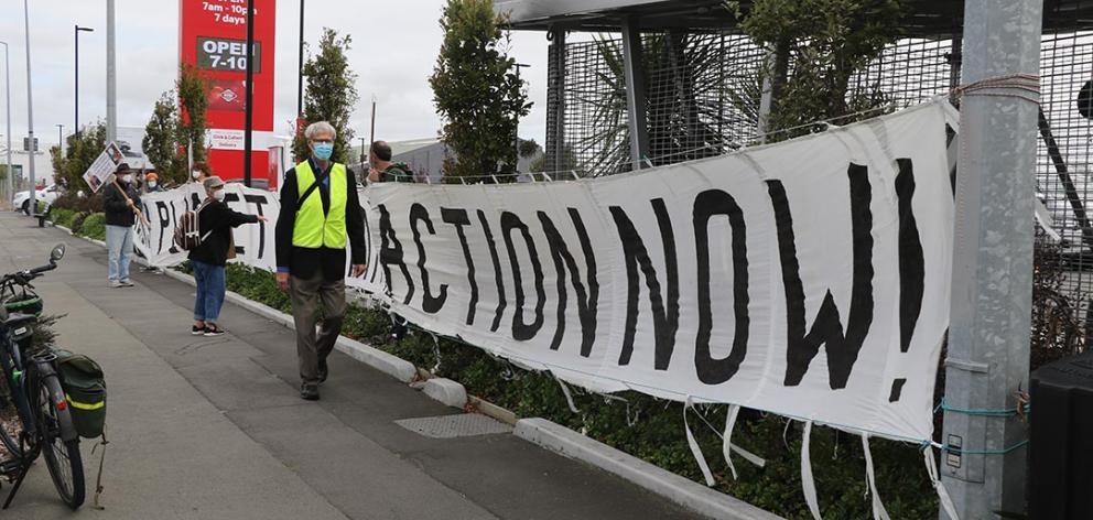 Climate action protesters in Christchurch on Friday. Photo: Star Media