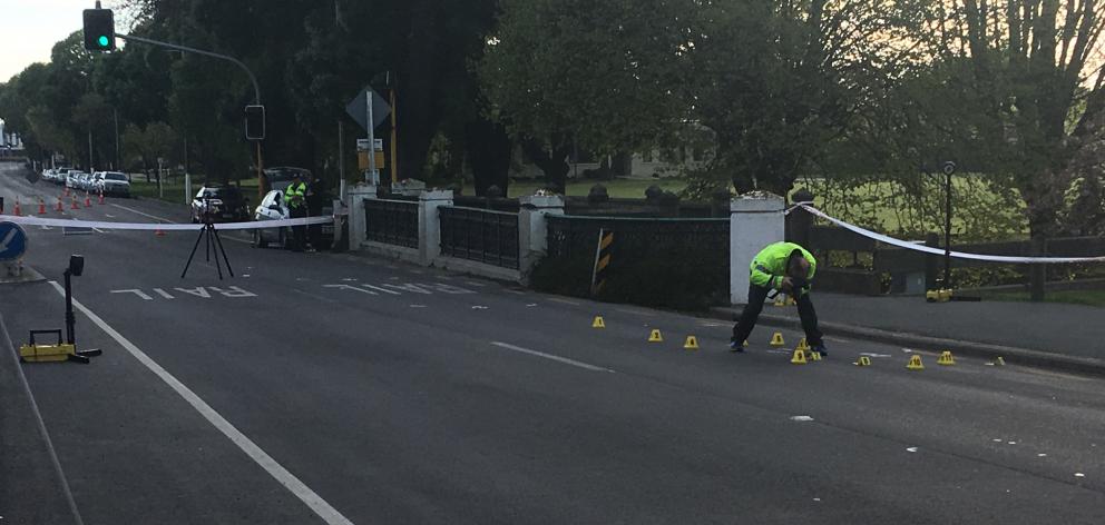 Police at the scene this morning. Photo: Daniel Birchfield