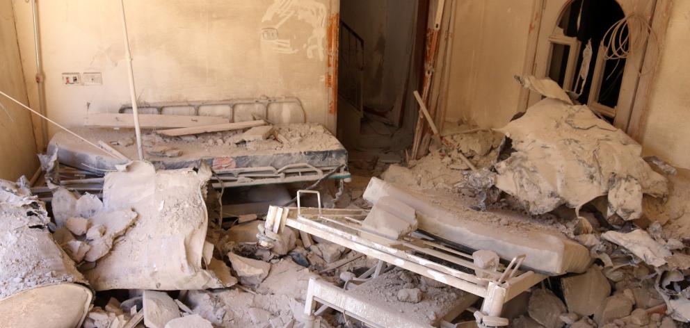 A damaged field hospital after Saturday's airstrikes in a rebel held area in Aleppo. Photo: Reuters