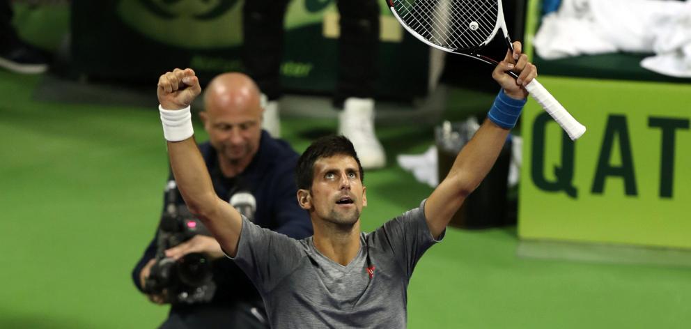 Novak Djokovic celebrates a return to form in Doha. Photo: Reuters 