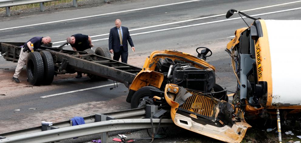 The front of the bus was ripped off in the crash. Photo: Reuters 