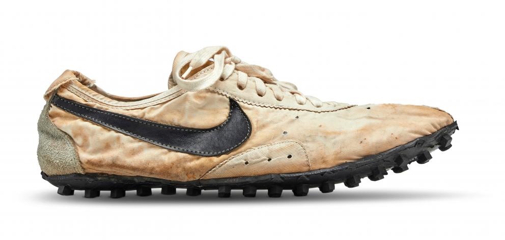 The Nike "Moon Shoe" is one of only about 12 pairs in existence. Photo: Courtesy Sotheby's via...