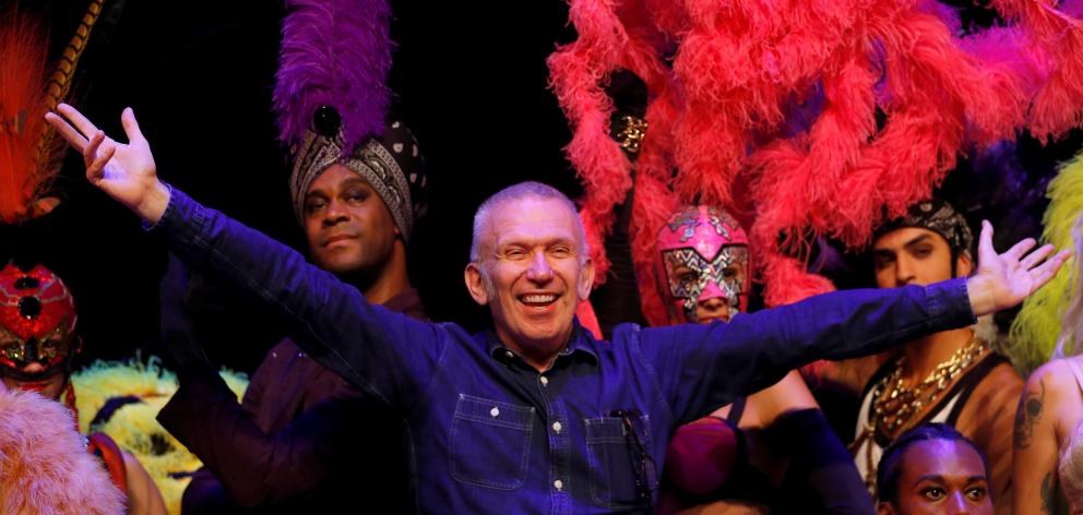 Jean Paul Gaultier with members of the cast of "Fashion Freak Show". Photo: Reuters 